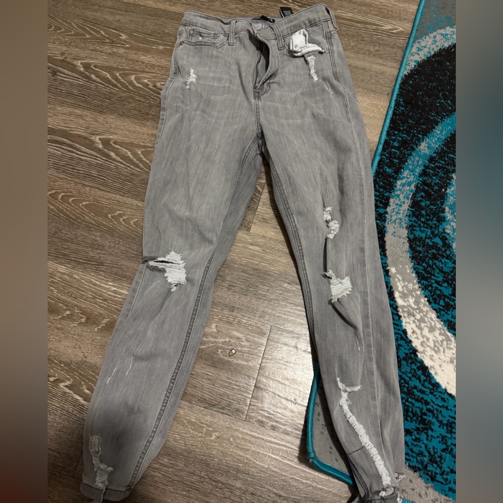 Fashion Nova Gray Distressed Skinny Jeans